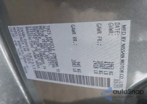 2025 Nissan Altima Sv Fwd из США, поврежденный, VIN 1N4BL4DVXSN382353